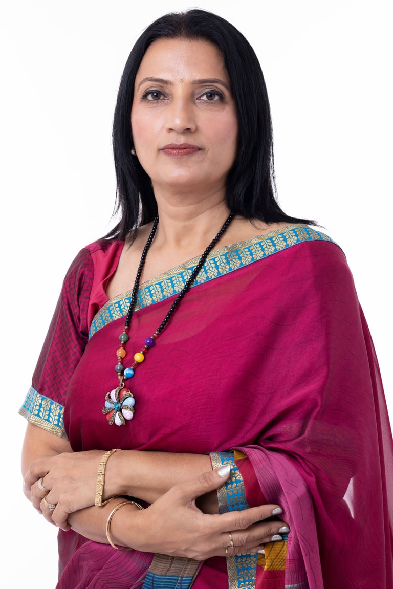 Portrait of smiling woman in traditional Indian sari