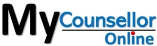 MyCounsellor Online logo with black and blue text